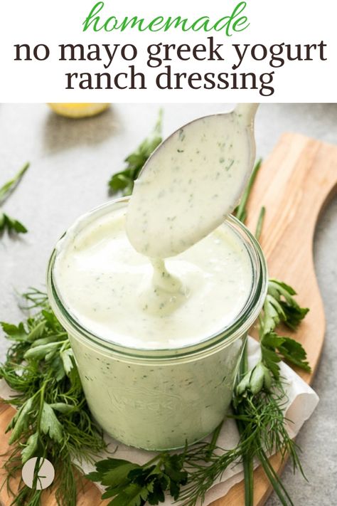 Dressing With Yogurt, Greek Yogurt Ranch Dressing, Healthy Ranch Dressing, Yogurt Ranch, Yogurt Ranch Dressing, Greek Yogurt Ranch, Homemade Greek Yogurt, Buttermilk Ranch Dressing, Ranch Dressing Recipe