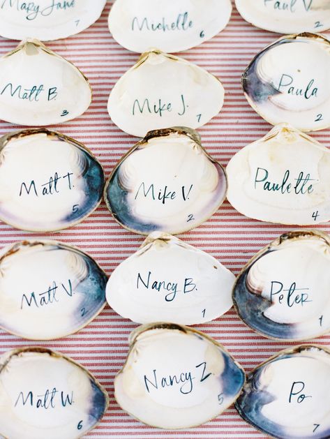 Shell Escort Cards Nautical Wedding Ideas, Driftwood Centerpiece, Wedding Atelier, Beach Wedding Centerpieces, Martha Weddings, Beachy Wedding, Wedding Cake Tops, Boat Wedding, Planning Quotes