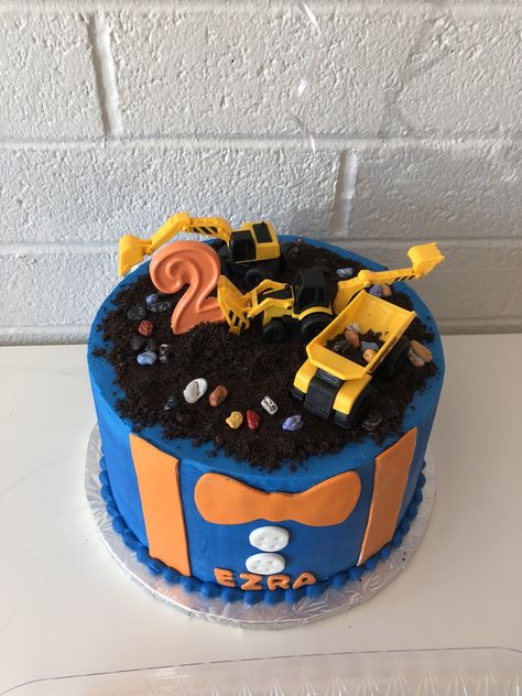 Blippi birthday cake Blippi Truck Cake, Blippi Excavator Birthday Cake, Blippi Sheet Cake, Blippi Construction Cake, Diy Blippi Cake, Blippi Second Birthday, Blippi Excavator Cake, Blippi Excavator Birthday Party, Blippi Cupcake Ideas