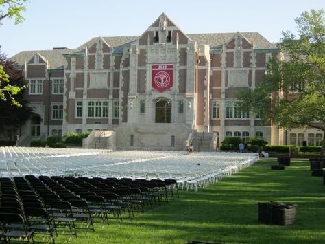 Sea of chairs for Ball State University Graduation at the Arts Terrace Muncie, Indiana- when I graduated in 2007, my kids came to see me at line up. Muncie Indiana, College Vision Board, Ball State University, University Graduation, College Days, Red Chair, Ball Jars, Home Again, Alpha Phi