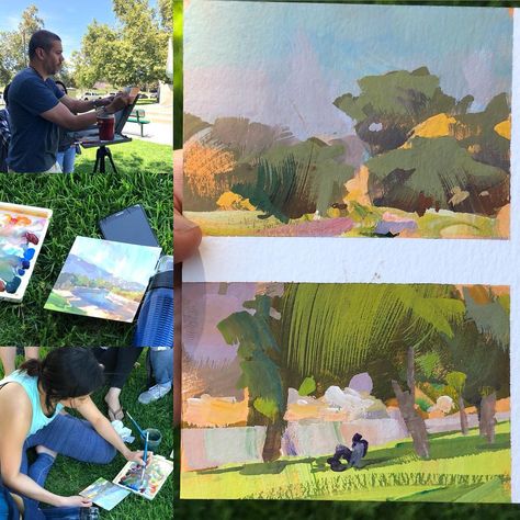 Gouache Plein Air Painting, Plein Air Sketch, Plein Air Gouache, Gouache Plein Air, Tiffanie Mang, Mike Hernandez, Book Illustration Layout, Color Script, Air Painting