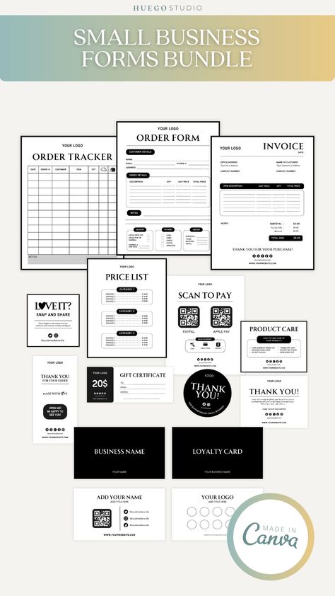 Bundle Price List, Small Business Forms, Scan To Pay Template, Price List Template, Bookkeeping Templates, Gift Certificate Template, Craft Show, Create Digital Product, Loyalty Card