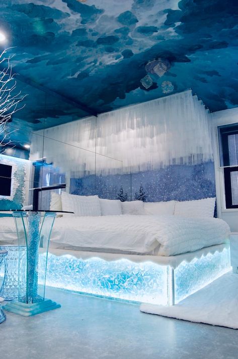 Little World of Ice and Snow in Melbourne CBD - Apartments for Rent in Melbourne, Victoria, Australia - Airbnb Ice Aesthetic, Theme Hotel, Snow Theme, Ice Castles, King Size Bedding Sets, Melbourne Cbd, Fantasy Homes, Melbourne Victoria, Fantasy Places