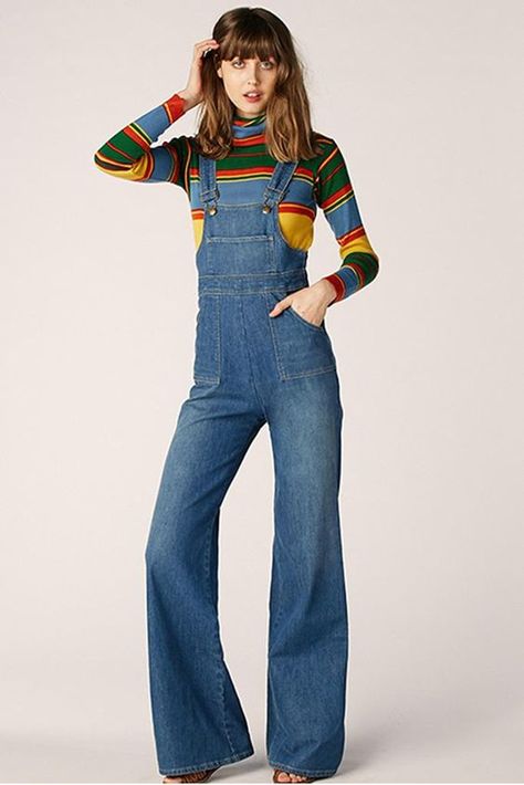 Vestiti In Jeans, Overalls Vintage, 70s Inspired Fashion, 70s Outfits, 70’s Fashion, Vintage Classics, 70s Style, Moda Vintage, Vintage Scarf