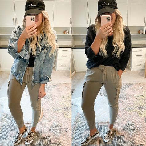 Joggers Womens Jogger Pants Outfit, Jogger Mom Outfit, Khaki Jogger Outfit, Slim Joggers Outfit Women, Women’s Cargo Jogger Outfits, Tan Joggers Outfit Women Fall, Colored Joggers Outfit, Women’s Jogger Pants Outfit, Taupe Joggers Outfit