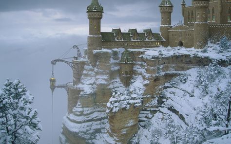 Castle in mountainside Snow Castle, Mountain Wallpaper, Travel Wallpaper, Winter Photo, Fantasy Castle, Beautiful Castles, Snowy Mountains, A Castle, Medieval Castle