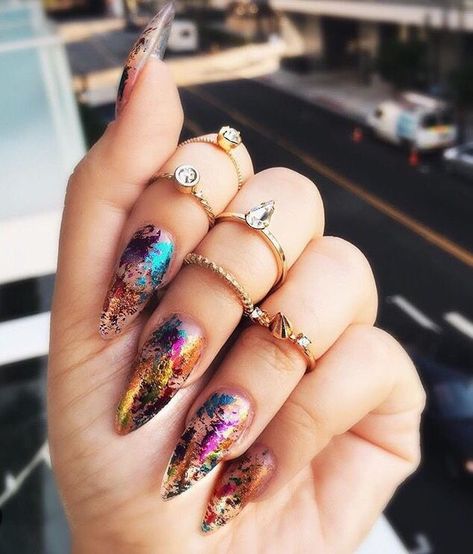 Holi Nails, Cutesy Nails, Splatter Nails, Festival Attire, Colorful Nail, Her Nails, Uñas Acrilicas, Foil Nails, Hot Nails