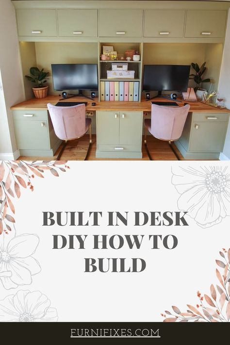 Built in Desk Diy How to Build Built In Desk Diy, Diy Built In Desk, Built In Computer Desk, Workspace At Home, Diy Built In, Desk Diy, Diy Desk Decor, Desk Plans, Wall Mounted Desk