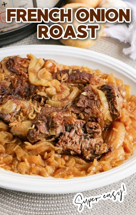 The best roast you will ever make! There is so much flavor in this French onion beef roast French Onion Beef Roast, French Onion Roast, Roast Beef Recipe, Seafood Dinner Recipes, Roast Beef Recipes, Good Roasts, Easy Homemade Recipes, Beef Recipe, The Onion