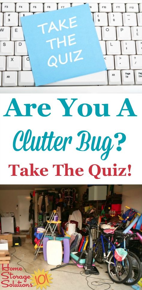 Are you a clutter bug? Take the 10 question quiz and find out, and if you are one, also find out what you can do about it. {on Home Storage Solutions 101} Declutter 365, Clutter Bug, Tips For Decluttering, Clutter Solutions, Clutter Control, Household Management, Getting Rid Of Clutter, Deep Cleaning Tips, Home Storage Solutions