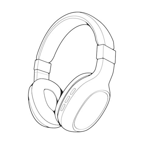 Headphones Line Art, Headphone Sketch, Headphones Drawing, Illustration Music, Vector Line Art, Aphmau Fan Art, Line Art Vector, Vector Line, Reading Journal