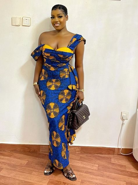 Latest Ankara Styles For Women, African Dress For Ladies, Long Ankara Gowns, Ankara Asoebi, Blue Ankara, Style Collab, Ankara Outfits, Ankara Styles For Women, Dress For Ladies