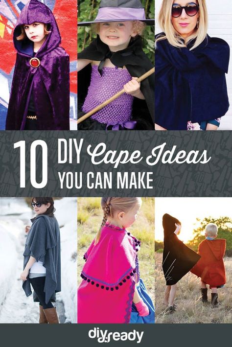 10 DIY Cape Ideas How To Make A Cape, Diy Superhero Cape, Cape Tutorial, Diy Cape, Halloween Capes, Diy Fashion Trends, Clothing Crafts, Free Sewing Patterns, Creative Stuff