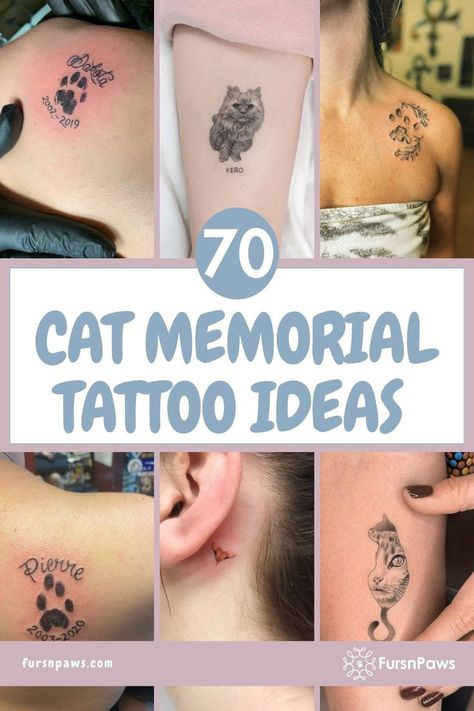 Cat Memorial Tattoo Ideas Cat In Memory Tattoo, Cat Tattoo Memorial Simple, Pet Tatoos Memorial Cat, Cat Memory Tattoo Simple, Pet Paw Print Tattoo Cats, Diy Pet Memorial Ideas Cats, Cat Heaven Tattoo, Memory Cat Tattoo, Simple Pet Memorial Tattoo