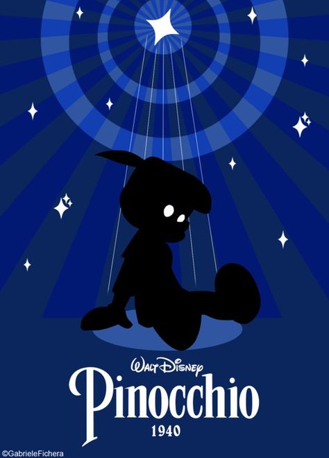 pinocchio poster Pinocchio Poster, Pinocchio 1940, Disney Graphics, Disney Song, Disney Minimalist, Pinocchio Disney, Disney Pinocchio, Carlo Collodi, Disney Silhouettes