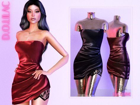 Sims 4 Get Together, The Sims 4 Mod, Dress With Gloves, Pelo Sims, The Sims 4 Custom Content, Silk Dress Short, Sims 4 Expansions, Balloon Dress, Sims 4 Dresses