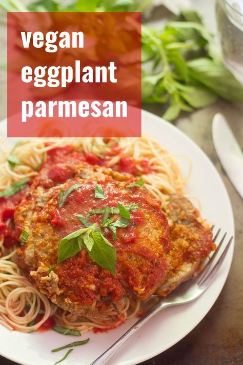 This mouthwatering vegan eggplant Parmesan is made with layers of crispy pan-fried eggplant, cashew mozzarella cheese, and marinara sauce, baked up to bubbly perfection. A delicious vegetarian and dairy-free take on an Italian comfort food classic! #veganrecipes #eggplantparm #vegandinner #meatlessmonday Cashew Mozzarella, Vegan Eggplant Recipes, Vegan Eggplant Parmesan, Mcdougall Recipes, Vegan Eggplant, Eggplant Parm, Vegan Italian, Vegan Pasta Recipes, Eggplant Parmesan