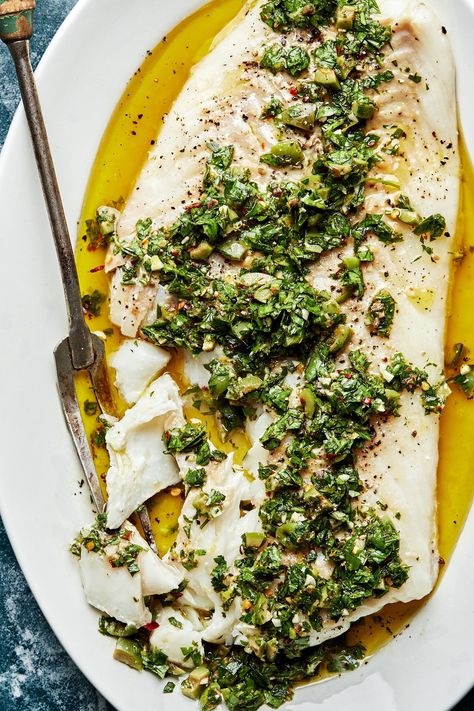 Tender, flakey oven-roasted cod is enveloped in a bold, herby, and bright olive tapenade. Sirt Recipes, Autumnal Dinner, Oven Baked Cod, Italian Thanksgiving, Olive Tapenade Recipe, Tapenade Recipe, Glass Of White Wine, Roasted Cod, Baked Cod Recipes