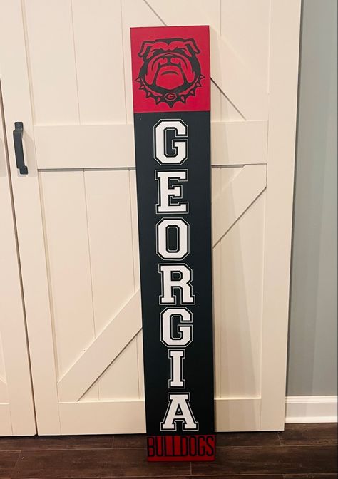 Georgia Bulldogs Porch Leaner, Uga Wreath Georgia Bulldogs, Georgia Bulldog Room, Porch Boards, Uga Football, Ga Bulldogs, Bulldog Christmas, Georgia Bulldog, Craft Room Design