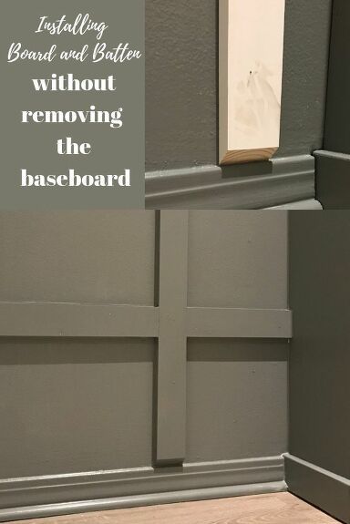 I’m no stranger to creating my own DIY board and batten. Currently, I’m knee deep in a DIY built in bookshelf wall and trying to figure out what to do about the fact that my boards stick out over the baseboard like a sore thumb. I have two options; remove the old baseboard or find a way to blend the end of the boards with the old baseboard. I’m sure you can guess by the title which one I chose. Let me show you a simple way to install board and batten or any wainscoting without removing… Built Bookshelves, Removing Baseboards, Diy Board And Batten Wall, Diy Board And Batten, Bookshelf Wall, How To Patch Drywall, Batten Wall, Board And Batten Wall, Wall Bookshelves