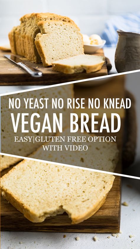 No Yeast Vegan Bread - Make It Dairy Free Eggless Banana Bread Recipe, Yeast Free Recipes, Vegan Pizza Dough, Vegan Loaf, Gluten Free Vegan Bread, Dairy Free Bread, Vegan Banana Bread Recipe, Yeast Free Breads, Vegan Bread Recipe