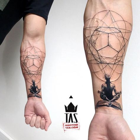 20+ Spiritual Tattoo Ideas & Their Meaning - Spiritvibez Balance Tattoo, Tatuagem Masculina Pequena, Yoga Tattoos, Tato Lengan, Geometry Tattoo, Inspiration Tattoos, Geniale Tattoos, Spiritual Tattoos, Spine Tattoos