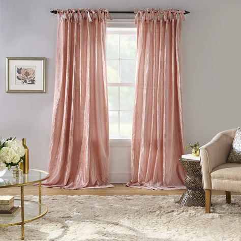 Tie Top Curtains, Velvet Drapes, Pink Curtains, Sheer Curtain Panels, Rustic Curtains, Chic Living Room, Velvet Curtains, Room Darkening Curtains, Luz Natural