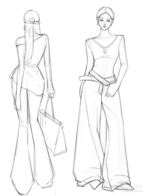 Human Figure Sketches With Clothes, 80s Fashion Drawing, Clothes Sketches Design Ideas, Drawing Ideas Fashion, Cute Clothes Drawing, Fashion Sketches Inspiration, Drawing Gown, Sketching Ideas Easy, Fashion Design Sketches For Beginners