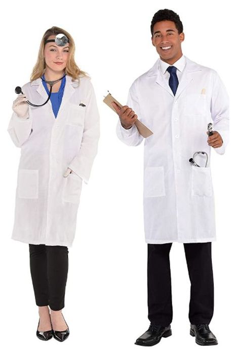 Couple Halloween Costumes | Lab Doctor Adult White Coat | #halloween #couplehalloween Occupation Costumes, Doctor Lab Coat, Halloween Halloween Costumes, Doctor Coat, White Lab Coat, Nurse Costume, Doctor Costume, Lab Coats, Halloween Costume Shop