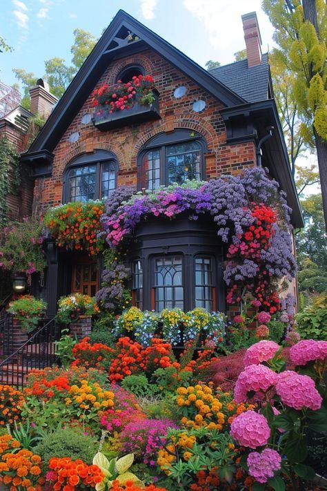 Front Of House Ideas, Fairytale House, Quaint Cottage, House Floor Design, Wax Museum, Dark Home, Flowering Shrubs, Farmhouse Exterior, Dream Living