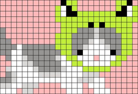 Perler Bead 3d Animals, Frog Hama Beads, Perler Bead Patterns Cat, Axolotl Perler Bead Patterns, Perler Cat, Frog Perler Bead Pattern, Cat Perler Bead Patterns, Funny Perler Bead Patterns, Frog Pixel Art