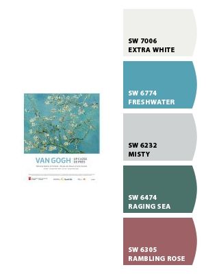 ColorSnap by Sherwin-Williams – ColorSnap by Debbie F. Van Gogh Color Palette, Claude Monet Color Palette, Van Gogh Palette Color Schemes, Van Gogh Colour Palette, Monet Colour Palette, Beautiful Paintings Of Flowers, Vans Painted, Famous Artists Paintings, Van Gogh Almond Blossom