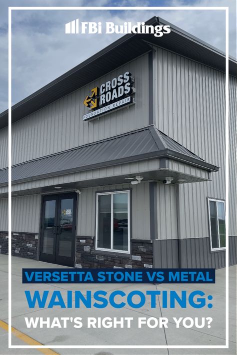 Versetta Stone, Post Frame Construction, Post Frame Building, Pole Buildings, Pole Barn, Metal Buildings, Wainscoting, Natural Stones, Modern Design