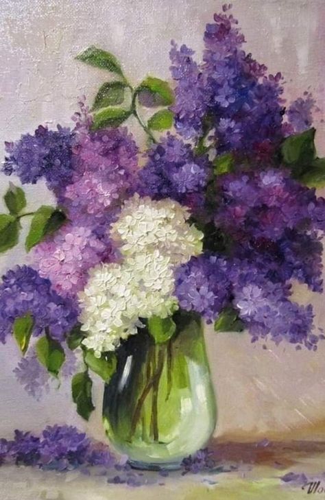 Lilac Art Painting, Purple Painting Ideas On Canvas, Purple Paintings Canvas, Lilac Paintings, Lilacs Painting, Purple Flowers Painting, Purple Flower Painting, Lilac Painting, Purple Painting