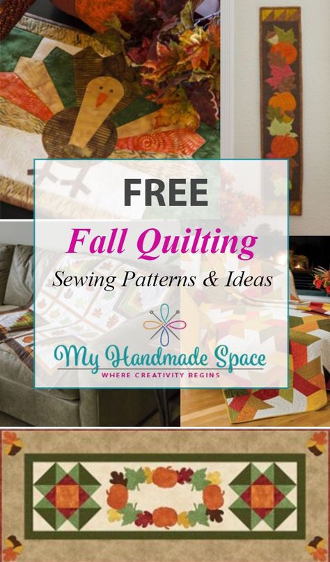 Fall Quilting Patterns FREE Quilting Patterns Free, Handmade Closet, Fall Quilt Patterns, Free Quilting Patterns, Halloween Sewing, Fall Sewing, Diy Wardrobe, Fall Quilts, Halloween Quilts