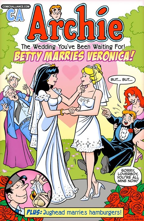 Veronica Comics, Betty Archie, Archie Veronica, Archie Comics Riverdale, Archie Comic Books, Betty And Veronica, Lesbian Art, Lgbt Art, Marriage Humor