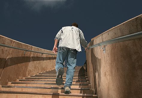 If you take one step at a time as you're walking up stairs, you’ll expend less energy but take longer to reach your destination, thus ensuring burning more calories. Environment Drawing, Walking Up Stairs, Up Stairs, Fitness And Exercise, Background Reference, Exercise Program, Workout Regimen, Human Poses, Keep Fit