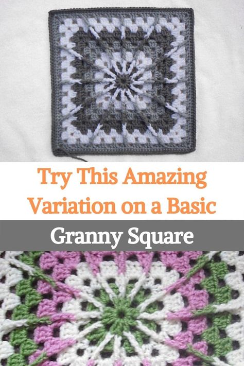 Grannies Crochet Squares Free Pattern, Grant Square Crochet Pattern, 8 Inch Granny Square Crochet Pattern, Extra Large Granny Square Pattern, Continuous Granny Square, 12 Inch Granny Square Crochet Pattern, Interesting Granny Squares, 3d Granny Square Pattern, Big Granny Square Pattern