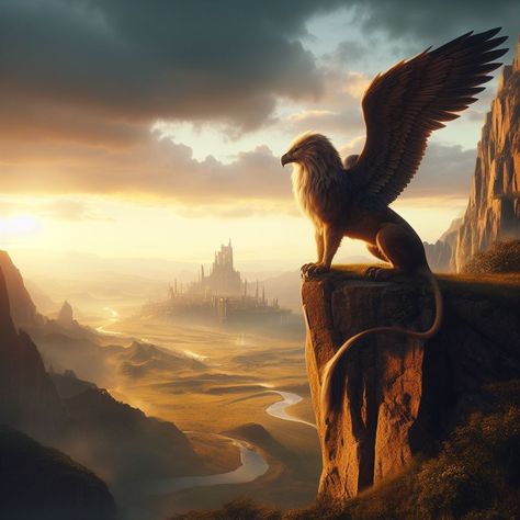 Majestic and fierce, griffins bear the regal visage of eagles and the untamed spirit of lions, guarding ancient realms. Griffin Aesthetic, Griffin Mythical, Fantasy Western, Dragon Queen, Mythical Creatures Fantasy, Fantasy Animals, Treasure Map, My Fantasy World, Treasure Maps