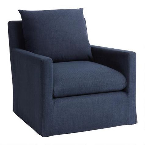 Navy Blue Affordable Seating, Cost Plus World Market, Living Room Collections, Affordable Home Decor, Slipcovered Sofa, World Market, Cheap Home Decor, Down Pillows, Swivel Chair