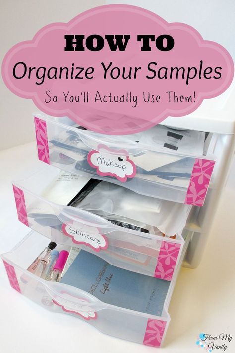 How to Organize Your Beauty Samples So You'll Actually Use Them // From My Vanity Mary Kay Organization, Nail Items, Scentsy Samples, Mary Kay Samples, Avon Ideas, Mary Kay Office, Boss Planner, Avon Marketing, Avon Beauty Boss