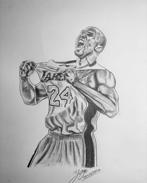 Kobe Bryant Lakers #24 Basketball Drawings, Gorillas Art, Tribute Tattoos, Spiderman Drawing, Basketball Art, Art Drawings Sketches Pencil, Face Sketch, Dope Cartoon Art, Shaquille O'neal