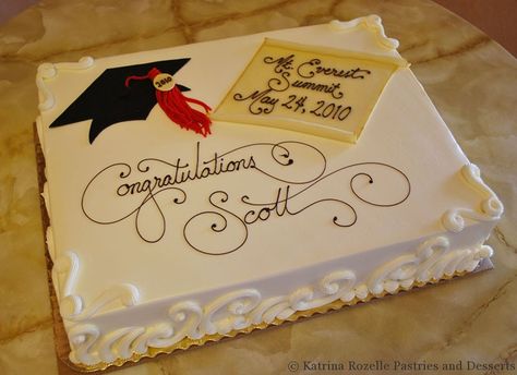 pictures of graduation cakes for boys | Katrina Rozelle Pastries & Desserts | Graduations Graduation Sheet Cake Ideas, Costco Sheet Cake, Graduation Sheet Cakes, Sheet Cake Ideas, High School Graduation Cakes, Grad Cakes, Graduation Cake Designs, Pastries Desserts, Sheet Cake Designs