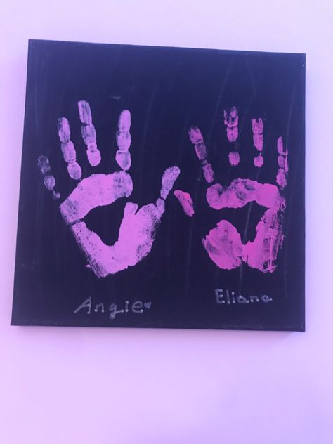 A handprint painting of two sisters Painting Ideas For Sisters, Sister Painting Ideas Easy, Sister Canvas Painting Ideas, Sister Painting Ideas, 3 Sister Painting Ideas, Sister Acrylic Painting, Handprint Painting, Best Sister, Canvas Painting Designs