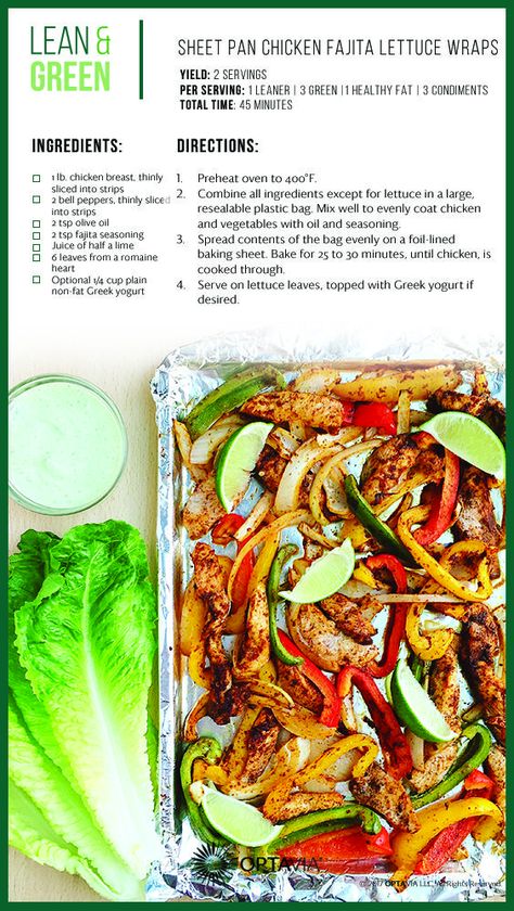 Fajita Wraps, Lean Dinners, Lean Recipes, Salat Wraps, Medifast Recipes, Fajita Chicken, Lean Protein Meals, Lean And Green, Green Meals