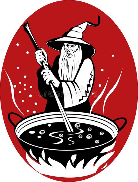 Warlock cooking his magic brew. Vector illustration of a warlock or wizard stirr , #ad, #brew, #Vector, #magic, #Warlock, #cooking #ad Cooking Illustration, Black Magic Spells, Chef Cooking, Witchy Vibes, Magic Spells, Flat Icon, Black Magic, Icon Illustration, Wizard