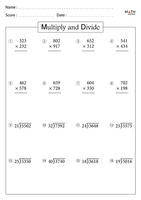 Multiplication and Division Worksheets with Answer Key Division And Multiplication Worksheet, Multiplication Division Worksheet, Division Worksheets Grade 4, Division Facts Worksheets, Color By Number Multiplication, Number Multiplication, Multiplication And Division Worksheets, Math Multiplication Worksheets, Math Hacks