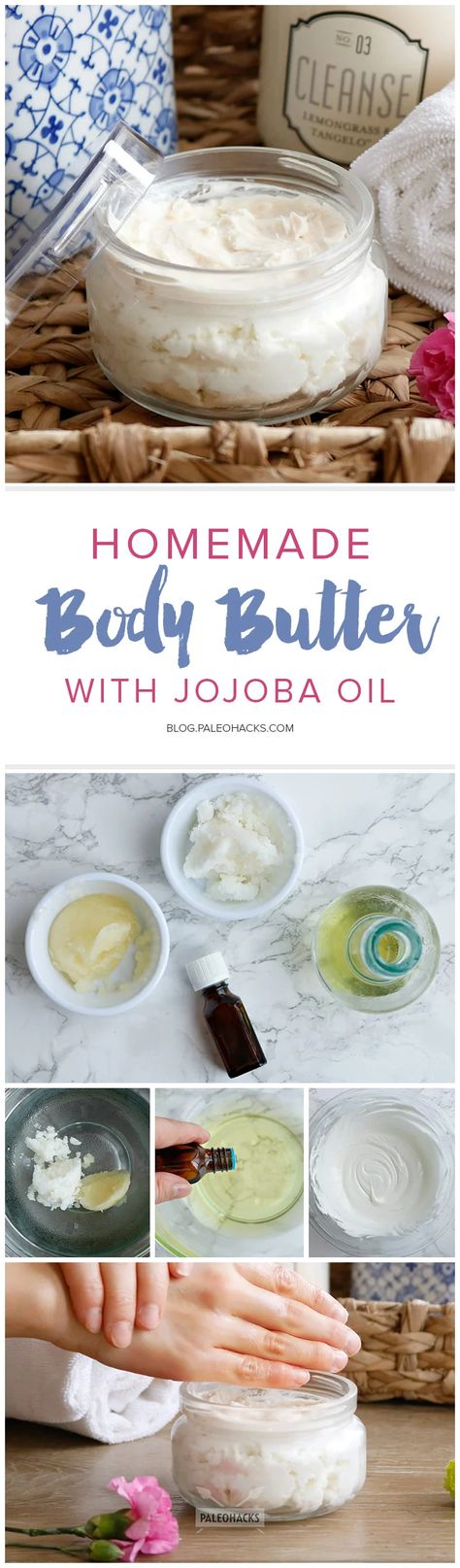 Jojoba Oil Recipes, Body Butter Recipe Homemade, Makeup Recipes, Homemade Body Butter, Bath Scrubs, Body Tips, Diy Body Butter, Calming Essential Oils, Body Butters Recipe