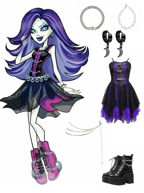 Outfit inspired by Spectra Spectra Costume, Disfraz Monster High, Outfits Inspired By Anime, Spectra Monster High, Monster High Inspired Outfits, Monster High Spectra, Monster High Outfits, Monster High Makeup, Monster High Costume