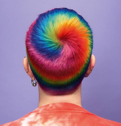 Rainbow Shaved Hair, Buzz Haircut Men Dyed, Rainbow Buzzcut, Buzzed Dyed Hair Men, Colorful Buzzed Hair, Colorful Shaved Head, Men’s Buzz Cut Dyed, Buzzcut Hair Dye Art, Shaved Head Designs